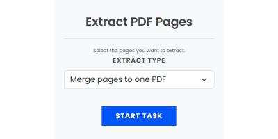 När du har laddat upp filerna kan du välja vilka sidor du vill extrahera och sedan klicka på Start-knappen för att starta uppgiften.